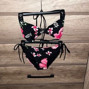 Brand new floral black/pink string bikini.